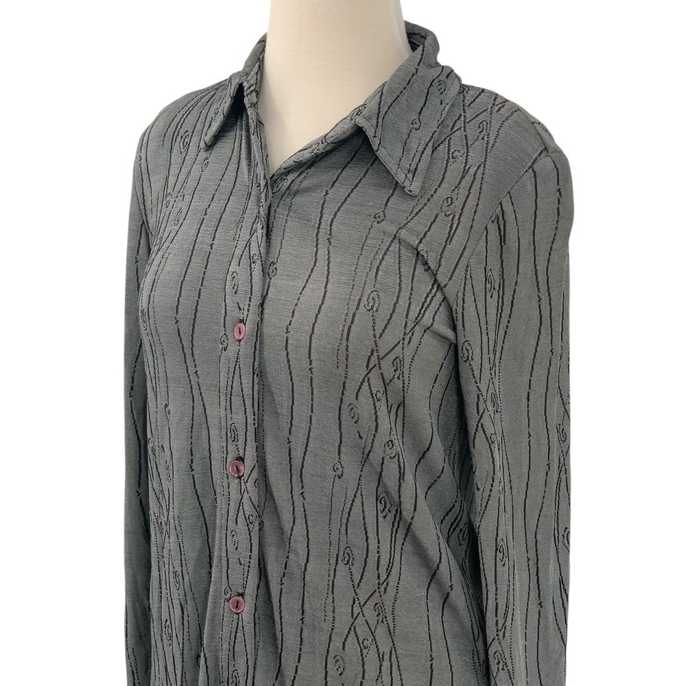 Rabbit Rabbit Rabbit Designs Long Sleeve Button Down Dress/Tunic Gray Abstract 6 - Picture 5 of 9